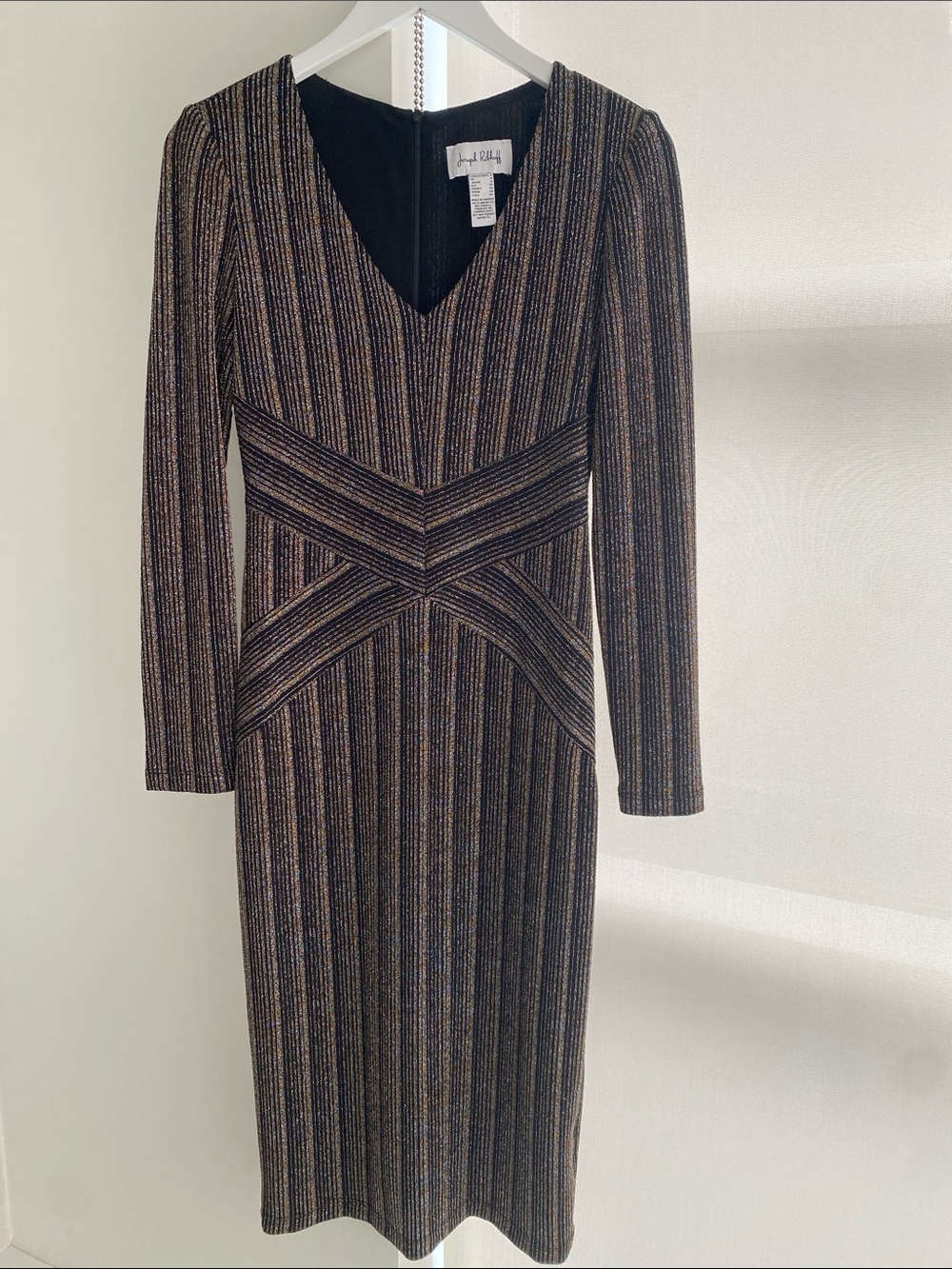 Joseph Ribkoff Glitter Stripe Fitted Dress Size 6